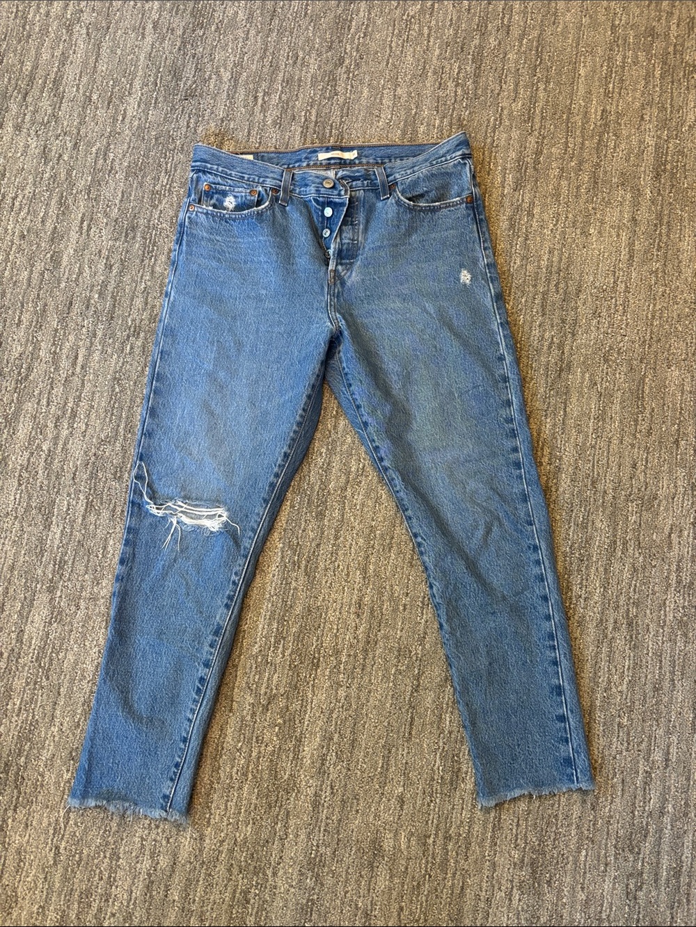 Levi’s Wedgie Button Fly High Rise Jeans Raw Hem
